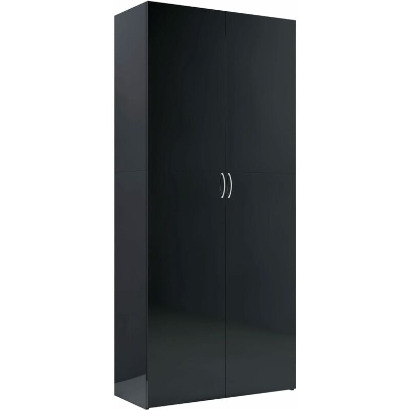 

Armario de almacenaje aglomerado negro brillante 80x35,5x180 cm - Negro