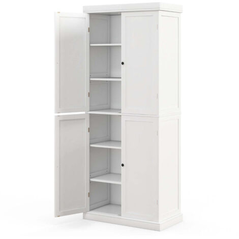 Armario de almacenaje con 4 puertas y 6 estantes regulables 76 x 40 x 1845 cm diseño minimalista en MDF blanco 200015087
