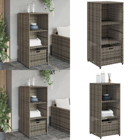 Armario de almacenaje de jardín ratán PE gris 50x55x115 cm - Almacenamiento exterior - Ratán sintético