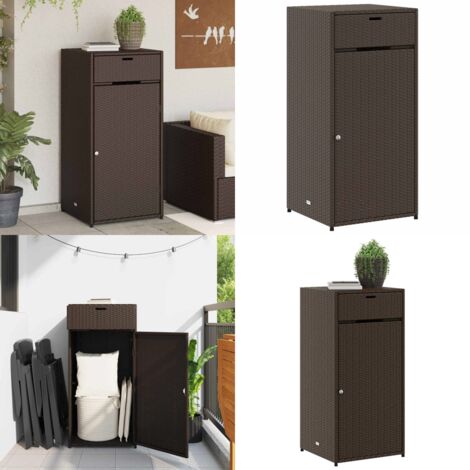 Armario de almacenaje de jardín ratán PE marrón 55x55x111 cm - Almacenamiento exterior - Ratán sintético