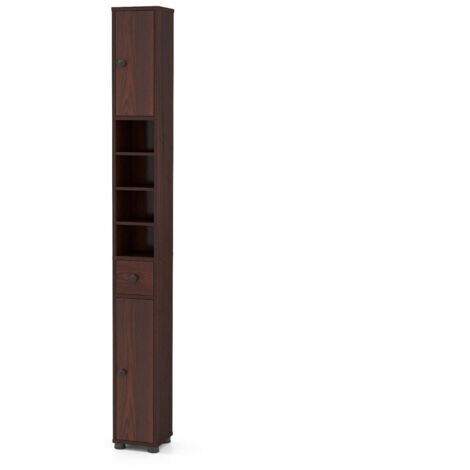 Armario de almacenaje estrecho 20 x 20 x 180 cm con estantes regulables y diseño moderno en MDF marrón 200015781