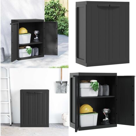 Armario de almacenaje exterior PP negro 65x37x85 cm - Almacenamiento exterior - Armario de jardín