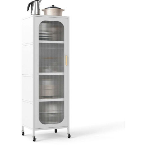 Armario de almacenaje minimalista de 45 x 40 x 141 cm robusto y flexible diseño moderno en acero al carbono blanco 200016172
