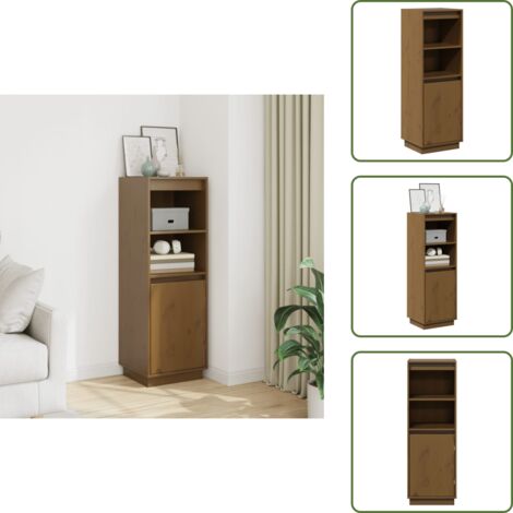 Armario de almacenaje - vidaXL Aparador alto de madera maciza de pino marrón miel 37x34x110 cm - Muebles decorativos