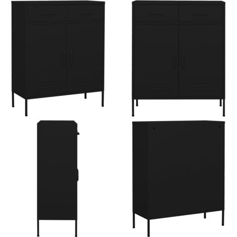 Armario de almacenamiento acero negro 80x35x101,5 cm - Armario de acero - Armario negro