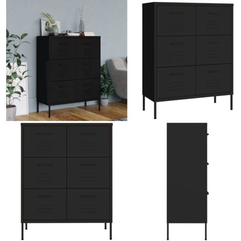 Armario de almacenamiento acero negro 80x35x101,5 cm - Cajones de acero - Armario de cajones