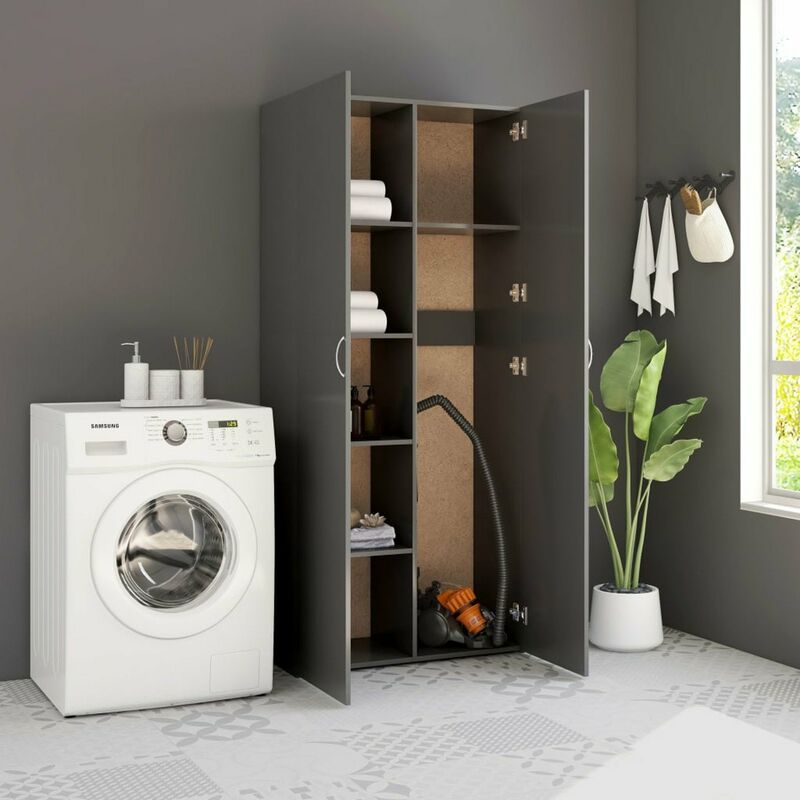 

Armario de almacenamiento aglomerado gris 80x35,5x180 cm
