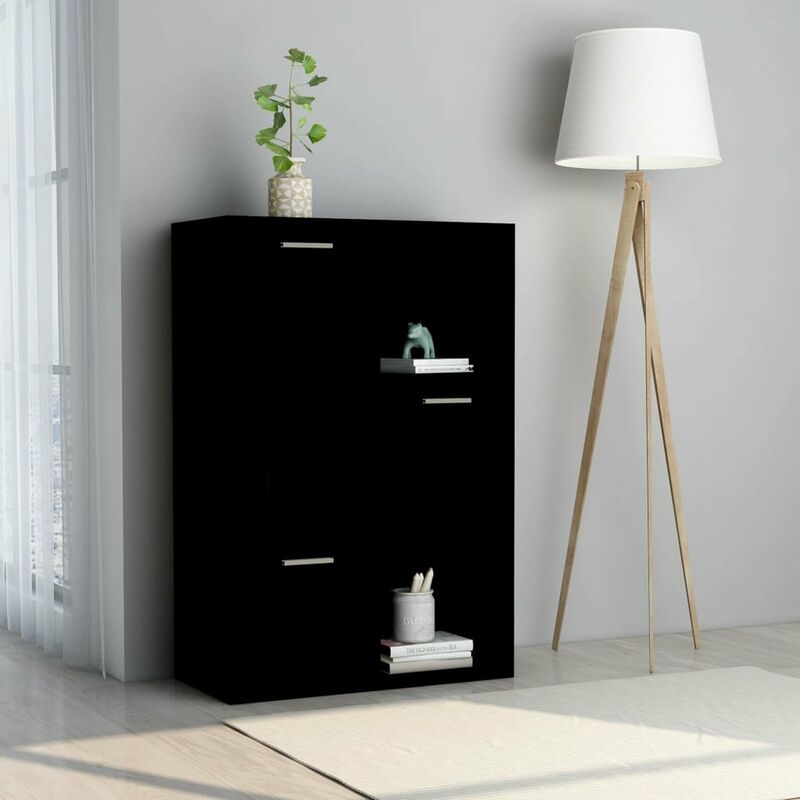 

Armario de almacenamiento aglomerado negro 60x29,5x90 cm