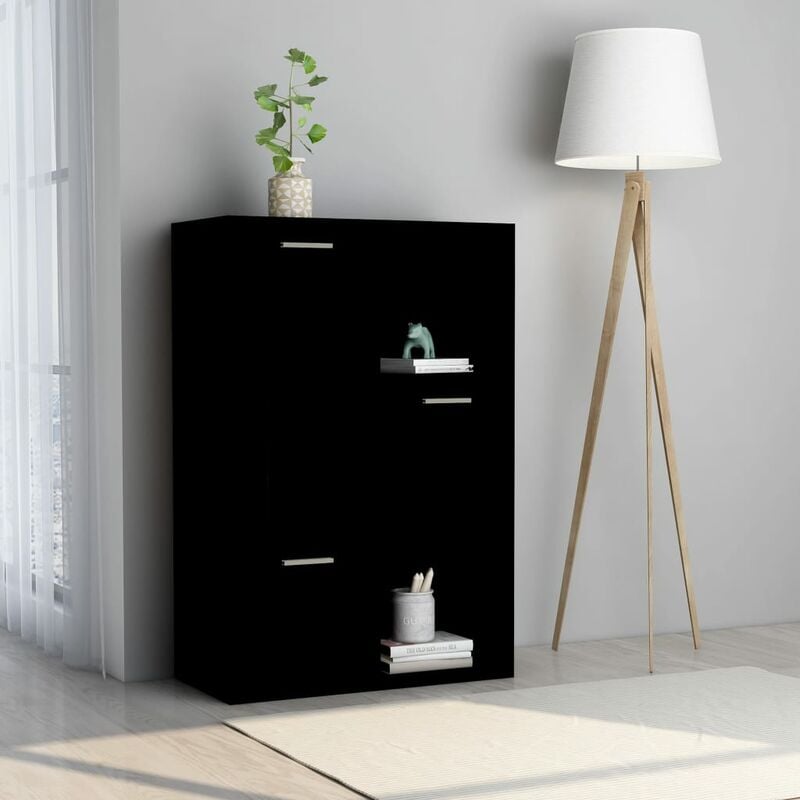 

Armario de almacenamiento aglomerado negro 60x29,5x90 cm