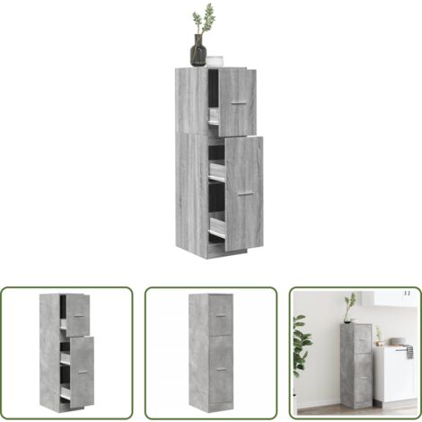 Armario de almacenamiento -  Armario botiquín madera ingeniería gris hormigón 30x41x118 cm