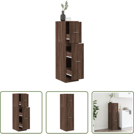 Armario de almacenamiento -  Armario botiquín madera ingeniería marrón roble 30x41x118 cm