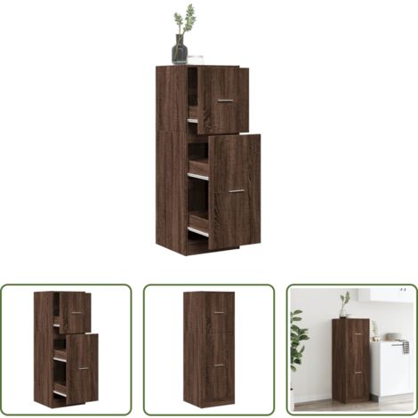 Armario de almacenamiento -  Armario botiquín madera ingeniería marrón roble 40x41x118 cm