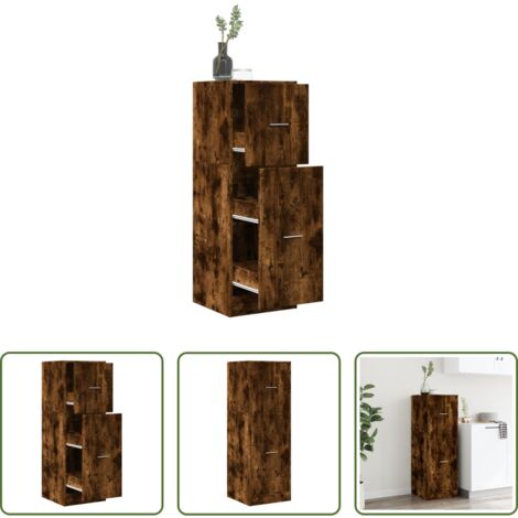 Armario de almacenamiento -  Armario botiquín madera ingeniería roble ahumado 40x41x118 cm