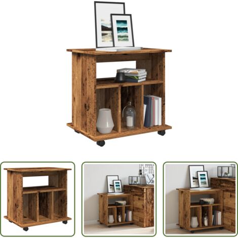 Armario de almacenamiento -  Armario con ruedas madera ingeniería envejecida 60x45x60 cm