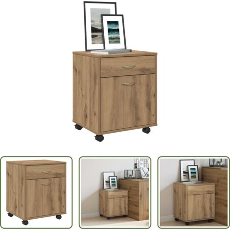 Armario de almacenamiento -  Armario con ruedas madera ingeniería roble artisan 45x38x54 cm