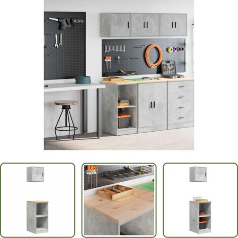Armario de almacenamiento -  Armarios 2 uds para garaje madera de ingeniería ris hormigón