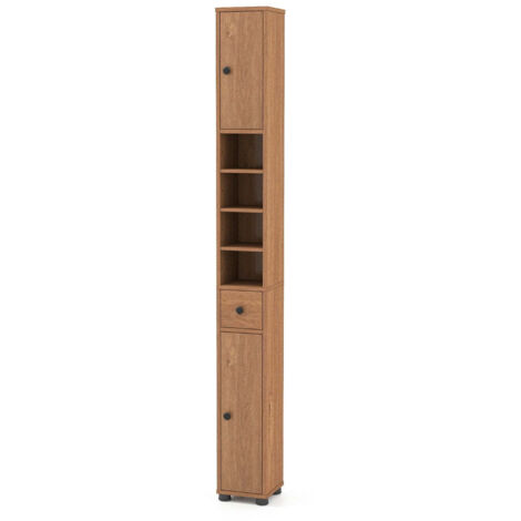 Armario de almacenamiento de columna estrecha 20 x 20 x 180 cm con estantes ajustables MDF marrón moderno 200015574