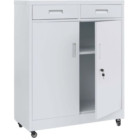 Armario de almacenamiento metálico con prácticas ruedas para oficina 116 x 90 x 40 cm acero blanco 040008880