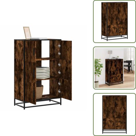Armario de almacenamiento - vidaXL Aparador alto madera de ingeniería y metal 68x35x106,5 cm - Aparador decorativo