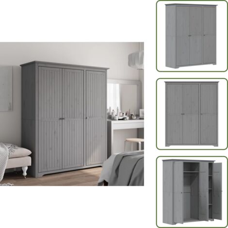 Armario de almacenamiento - vidaXL Armario BODO madera maciza de pino gris 146x53,5x173 cm - Armario gris