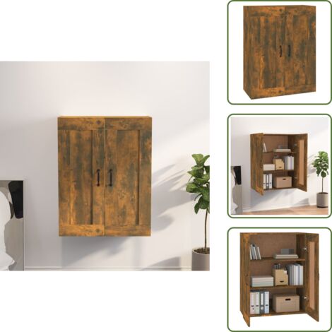 Armario de almacenamiento - vidaXL Armario colgante de pared roble ahumado 69,5x32,5x90 cm - Armario de roble