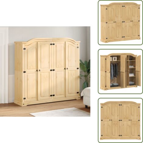 Armario de almacenamiento - vidaXL Armario Corona madera maciza de pino 194x52x186 cm - Armario de madera maciza