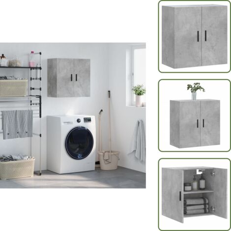 Armario de almacenamiento - vidaXL Armario de pared madera de ingeniería gris hormigón 60x31x60 cm - Armario decorativo