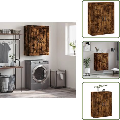 Armario de almacenamiento - vidaXL Armario de pared madera ingeniería roble ahumado 69,5x34x90 cm - Armario de pared madera