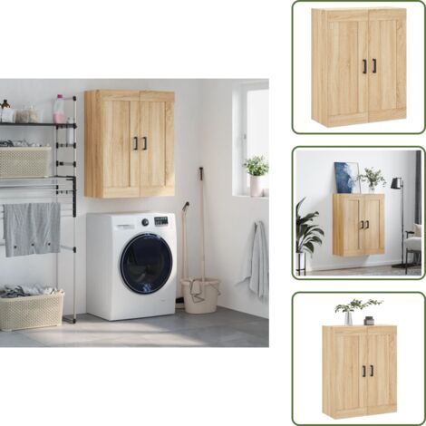 Armario de almacenamiento - vidaXL Armario de pared madera ingeniería roble Sonoma 69,5x34x90 cm - Armario de pared de madera