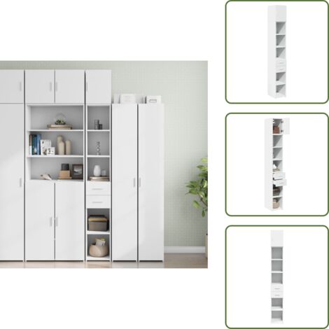 Armario de almacenamiento - vidaXL Armario estrecho madera de ingeniería blanco 30x42,5x225 cm - Armario de madera contrachapada
