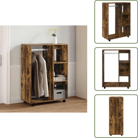 Armario de almacenamiento - vidaXL Armario madera contrachapada color roble ahumado 80x40x110 cm - Armario de ropa