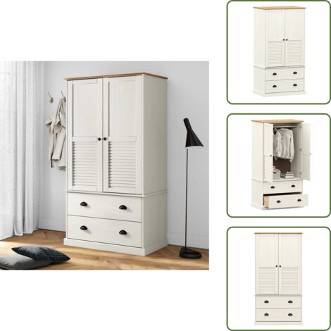 Armario de almacenamiento - vidaXL Armario VIGO madera maciza de pino blanco 90x55x170 cm - Armario de madera maciza