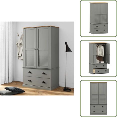 Armario de almacenamiento - vidaXL Armario VIGO madera maciza de pino gris 90x55x170 cm - Armario gris