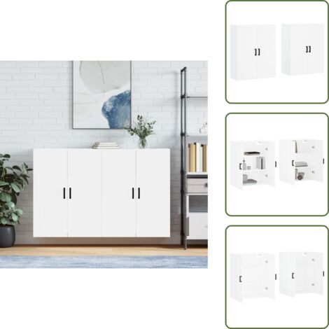 Armario de almacenamiento - vidaXL Armarios de pared 2 unidades blanco 69,5x34x90 cm - Armario de pared con puertas