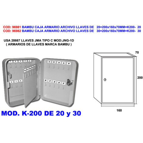 Armario de archivo para llaves AVL 20200x160x70MM K200-20