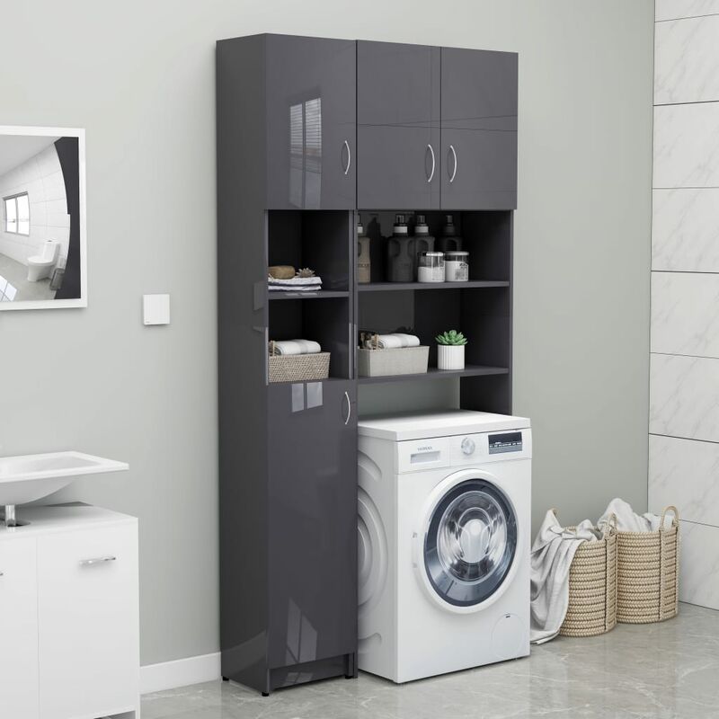 

Armario de baño aglomerado blanco brillo 32x25,5x190 cm