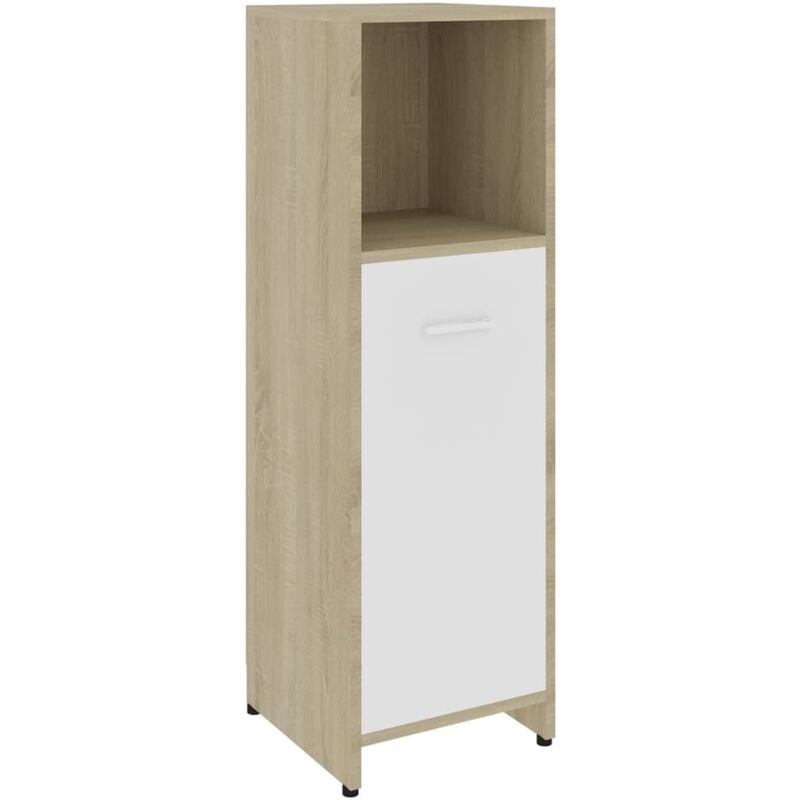 

vidaXL Armario de baño aglomerado blanco y roble sonoma 30x30x95 cm - Blanco