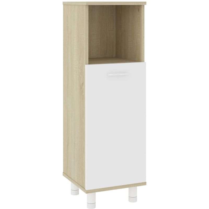 

vidaXL Armario de baño aglomerado blanco y roble sonoma 30x30x95 cm - Blanco