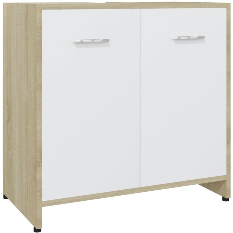

vidaXL Armario de baño aglomerado blanco y roble sonoma 60x33x58 cm - Blanco