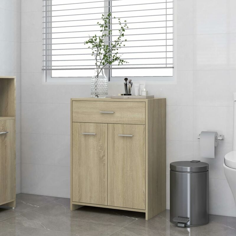 

Armario de baño aglomerado roble Sonoma 60x33x80 cm