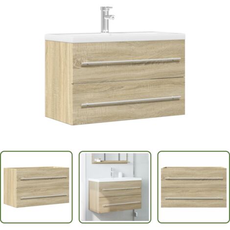 Armario de baño -  Armario para lavabo aglomerado madera envejecida 80x38,5x48 cm