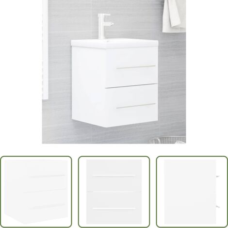 Armario de baño -  Armario para lavabo madera contrachapada blanco 41x38,5x48 cm