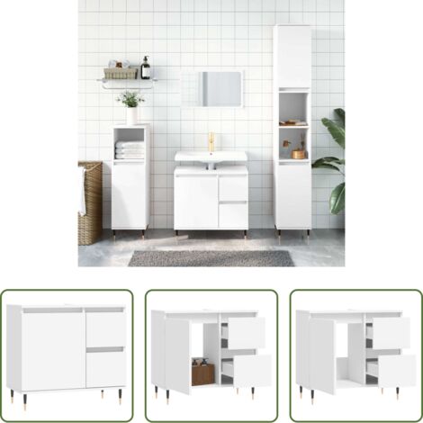 Armario de baño blanco -  Armario de baño madera contrachapada blanco 65x33x60 cm