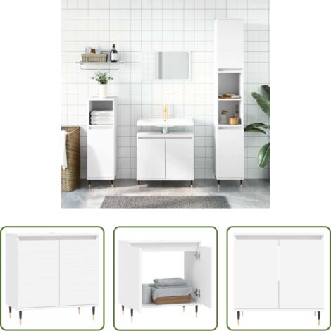 Armario de baño blanco -  Armario de baño madera de ingeniería blanco 58x33x60 cm