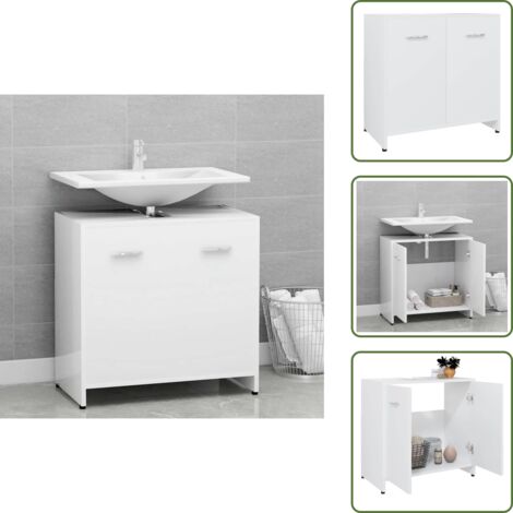 Armario de baño con 2 puertas - vidaXL Armario de baño madera contrachapada blanco 60x33x61 cm - Armario de baño con compartimento