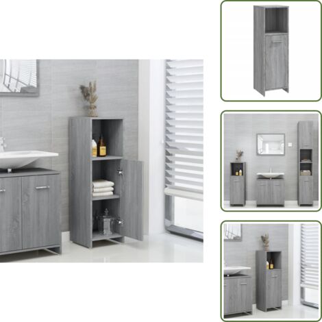 Armario de baño con 3 compartimentos - vidaXL Armario de baño madera contrachapada gris Sonoma 30x30x95 cm -