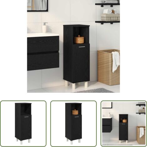 Armario de baño con almacenamiento -  Gabinete de Baño con almacenamiento Roble Negro 30 x 30 x 95 cm