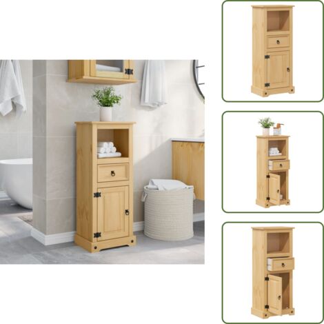 Armario de baño con cajón - vidaXL Armario de baño Corona madera maciza de pino 45x33x110 cm - Armario de baño de pino
