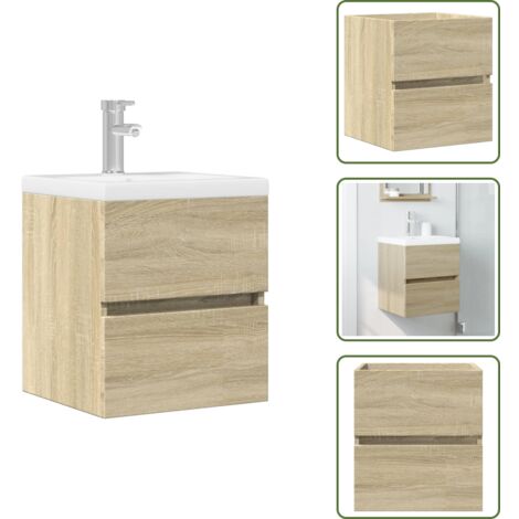 Armario de baño con espacio - vidaXL Armario de lavabo madera ingeniería roble Sonoma 41x38,5x45 cm - Armario de baño para cuarto de baño
