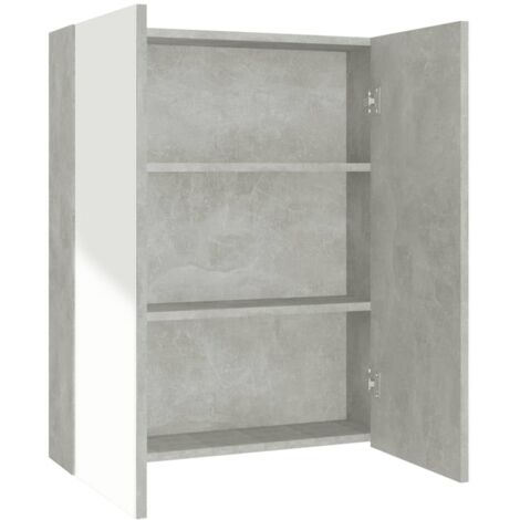 Armario de baño con espejo 60x15x75 cm MDF gris hormigón 020006707